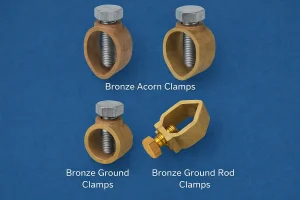 Bronze Acorn clamps, Acorn ground Rod clamps, Ground rod clamps,